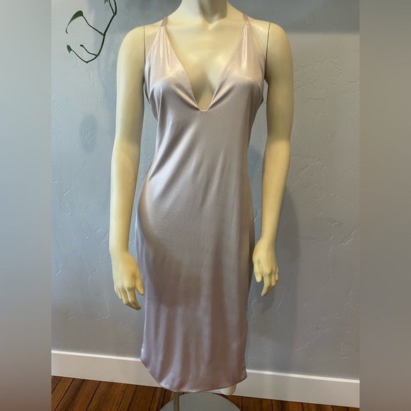 Women’s silver racer back midi slip dress size 8 - Picture 2 of 7